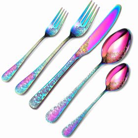 Stainless Steel Flatware Set for 4 Home Kitchen Party Silverware Dishwasher Safe Cloorful (Option: as picture)
